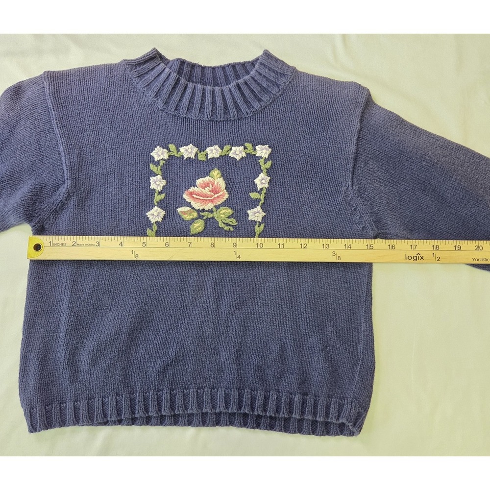 Talbots Kids Vtg Girls Size 8 Navy Floral Sweater Darling Sweet Dainty School - Picture 4 of 7
